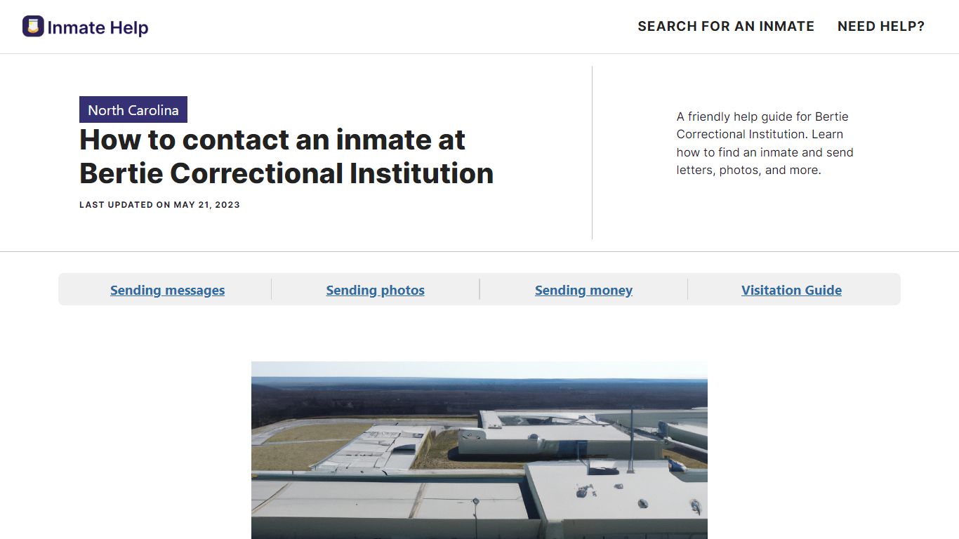 How to contact an inmate at Bertie Correctional Institution